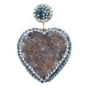 925 Sterling Silver Gem and Crystals Single Drop Gem Pendant