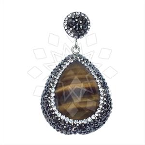 925 Sterling Silver Gem and Crystals Single Drop Gem Pendant