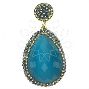 925 Sterling Silver Gem and Crystals Single Drop Gem Pendant