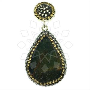925 Sterling Silver Gem and Crystals Single Drop Gem Pendant