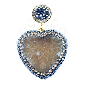 925 Sterling Silver Gem and Crystals Single Drop Gem Pendant