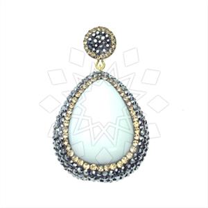 925 Sterling Silver Gem and Crystals Single Drop Gem Pendant