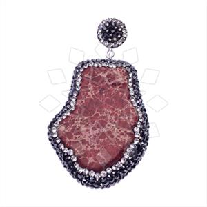 925 Sterling Silver Gem and Crystals Single Drop Gem Pendant