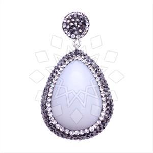 925 Sterling Silver Gem and Crystals Single Drop Gem Pendant