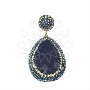 925 Sterling Silver Gem and Crystals Single Drop Gem Pendant