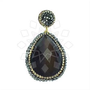 925 Sterling Silver Gem and Crystals Single Drop Gem Pendant