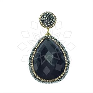 925 Sterling Silver Gem and Crystals Single Drop Gem Pendant