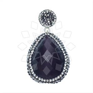 925 Sterling Silver Gem and Crystals Single Drop Gem Pendant