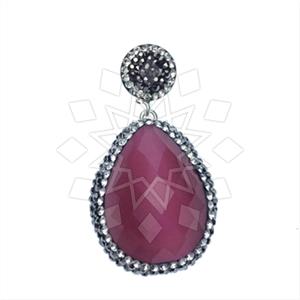 925 Sterling Silver Gem and Crystals Single Drop Gem Pendant