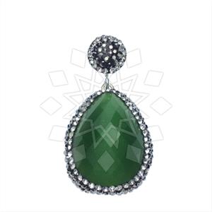 925 Sterling Silver Gem and Crystals Single Drop Gem Pendant
