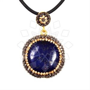 925 Sterling Silver Gem and Crystals Single Drop Gem Pendant