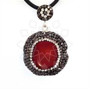 925 Sterling Silver Gem and Crystals Single Drop Gem Pendant