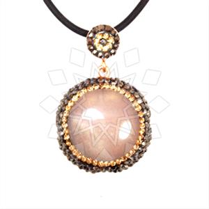 925 Sterling Silver Gem and Crystals Single Drop Gem Pendant