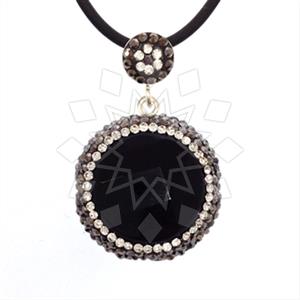 925 Sterling Silver Gem and Crystals Single Drop Gem Pendant