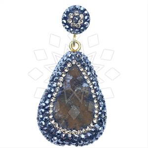 925 Sterling Silver Gem and Crystals Single Drop Gem Pendant
