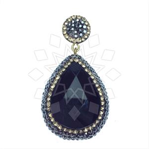 925 Sterling Silver Gem and Crystals Single Drop Gem Pendant