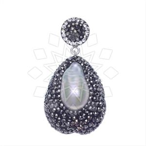 925 Sterling Silver Gem and Crystals Single Drop Gem Pendant