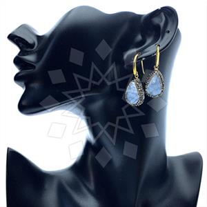 925 Sterling Silver Gem and Crystals Single Drop Earrings