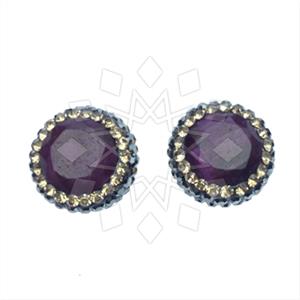 925 Sterling Silver Gem and Crystals Stud Earrings