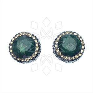 925 Sterling Silver Gem and Crystals Stud Earrings