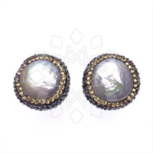 925 Sterling Silver Gem and Crystals Stud Earrings
