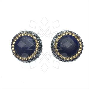 925 Sterling Silver Gem and Crystals Stud Earrings