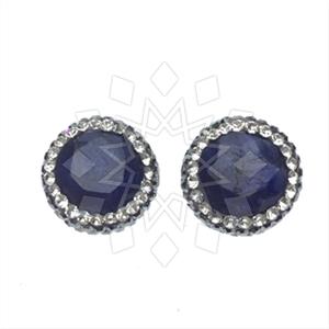 925 Sterling Silver Gem and Crystals Stud Earrings