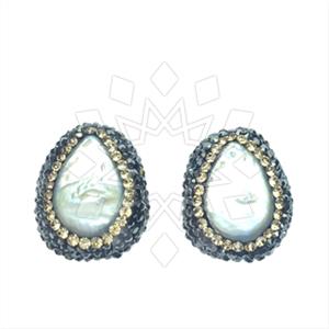 925 Sterling Silver Gem and Crystals Stud Earrings