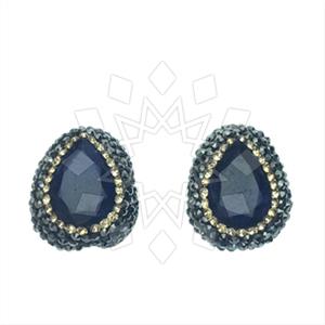 925 Sterling Silver Gem and Crystals Stud Earrings