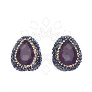 925 Sterling Silver Gem and Crystals Stud Earrings