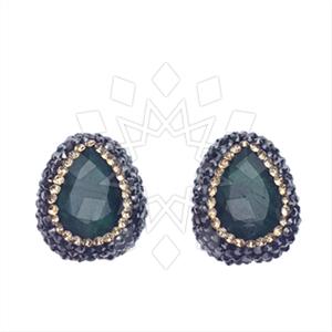 925 Sterling Silver Gem and Crystals Stud Earrings
