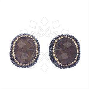 925 Sterling Silver Gem and Crystals Stud Earrings