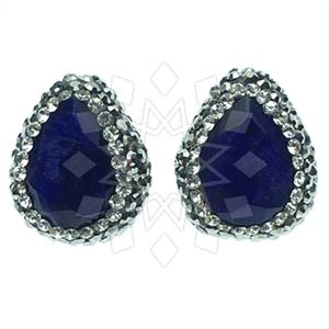925 Sterling Silver Gem and Crystals Stud Earrings