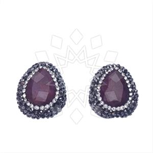 925 Sterling Silver Gem and Crystals Stud Earrings
