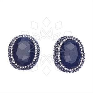 925 Sterling Silver Gem and Crystals Stud Earrings
