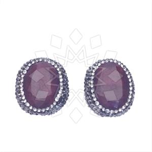 925 Sterling Silver Gem and Crystals Stud Earrings