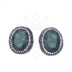 925 Sterling Silver Gem and Crystals Stud Earrings