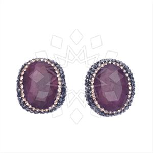 925 Sterling Silver Gem and Crystals Stud Earrings