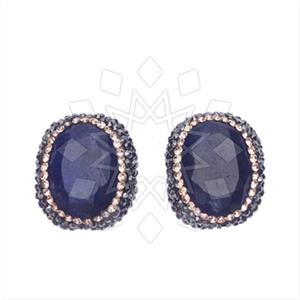 925 Sterling Silver Gem and Crystals Stud Earrings