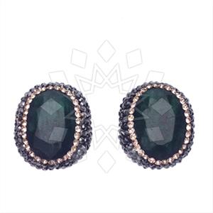 925 Sterling Silver Gem and Crystals Stud Earrings