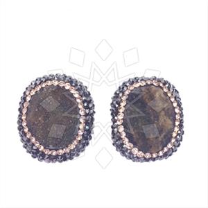 925 Sterling Silver Gem and Crystals Stud Earrings