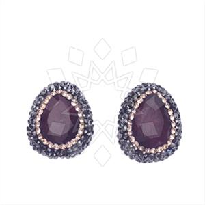 925 Sterling Silver Gem and Crystals Stud Earrings