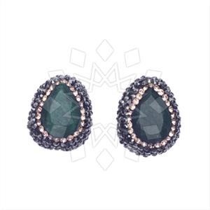 925 Sterling Silver Gem and Crystals Stud Earrings