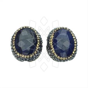 925 Sterling Silver Gem and Crystals Stud Earrings