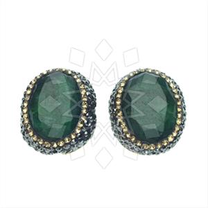 925 Sterling Silver Gem and Crystals Stud Earrings
