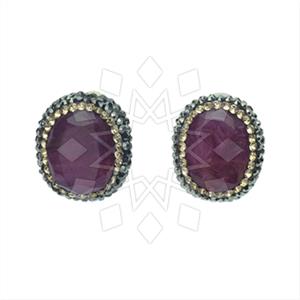 925 Sterling Silver Gem and Crystals Stud Earrings