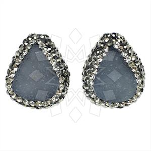 925 Sterling Silver Gem and Crystals Stud Earrings
