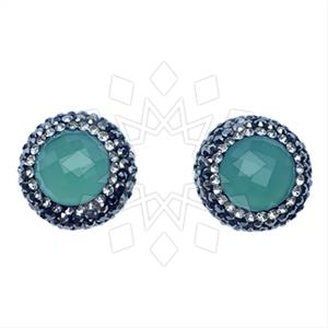 925 Sterling Silver Gem and Crystals Stud Earrings