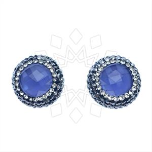 925 Sterling Silver Gem and Crystals Stud Earrings