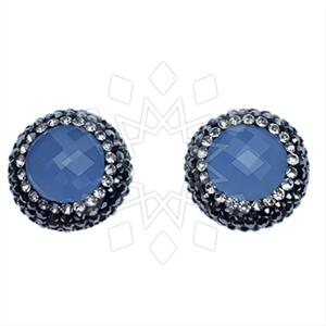 925 Sterling Silver Gem and Crystals Stud Earrings